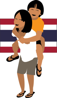 NAB logo - mor og barn foran det thailandske flag